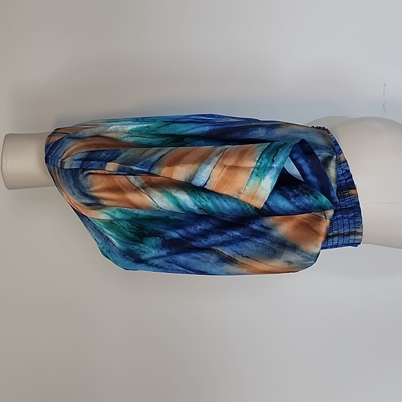 Marc New York blue/green elastic hem pullover blouse-M - Picture 3 of 9